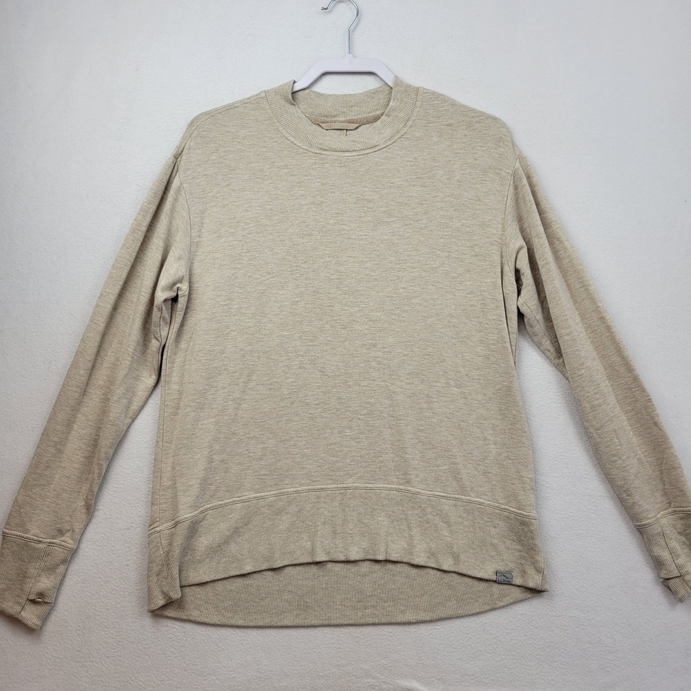 LL‎ Bean Womens Pullover Size Small Modal Oatmeal Sweatshirt Thumbholes Athletic